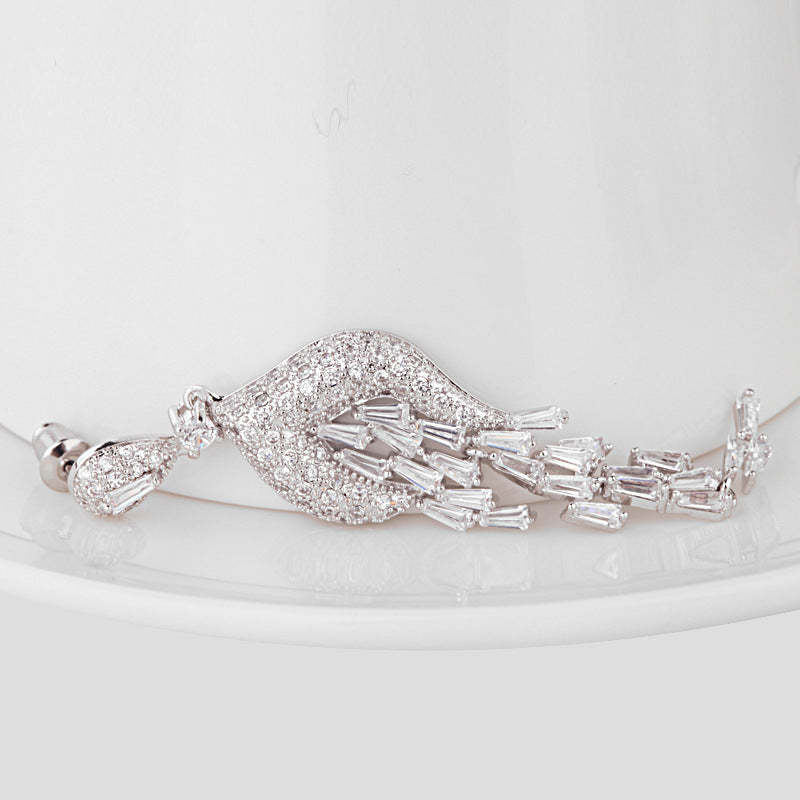 White Tassel Dazzling Moissanite Diamonds Luxury 18k White Gold Plated Vintage Drop Earrings | Mix Mix Style-Mix MIx Style