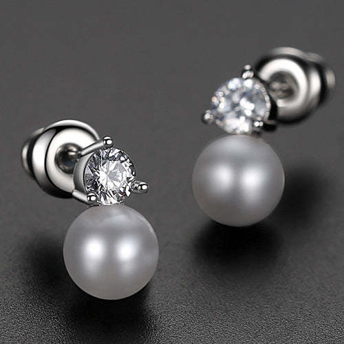 Jinse imitation pearl small earrings AAA zircon earrings female crystal ear jewelry wholesale fashion Korean style temperament small-Mix MIx Style