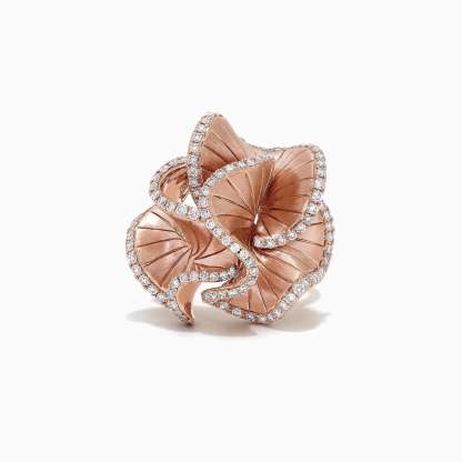 Pink Big Flower Vintage Style Retro White Diamonds Luxury 18k Rose Gold Plated Ring Jewelry | Mix Mix Style-Mix MIx Style
