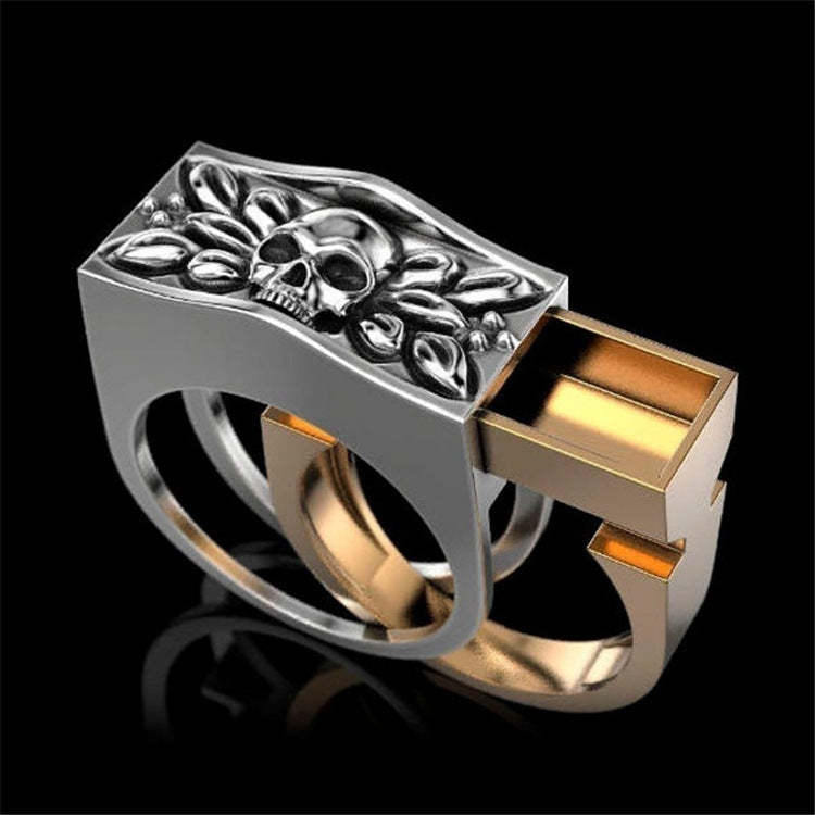 Geometrical Skull 18k White/Vermeil Gold Plated Punk Double Ring | Mix