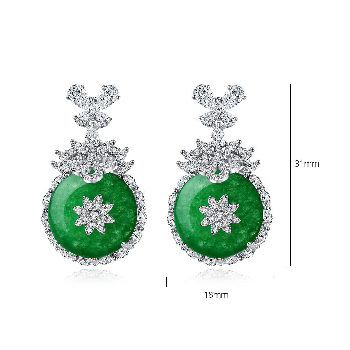 Green Circle Dazzling Moissanite Diamonds Luxury 18k White Gold Plated Vintage Drop Earrings | Mix Mix Style-Mix MIx Style