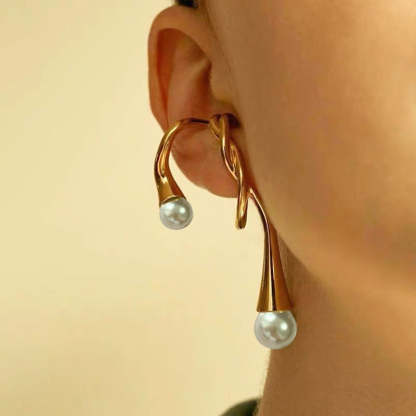 European and American pearl ear clips for women irregular ear hooks cold style no pierced earrings temperament ear buckles earrings ins same style-Mix MIx Style