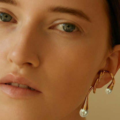 European and American pearl ear clips for women irregular ear hooks cold style no pierced earrings temperament ear buckles earrings ins same style-Mix MIx Style