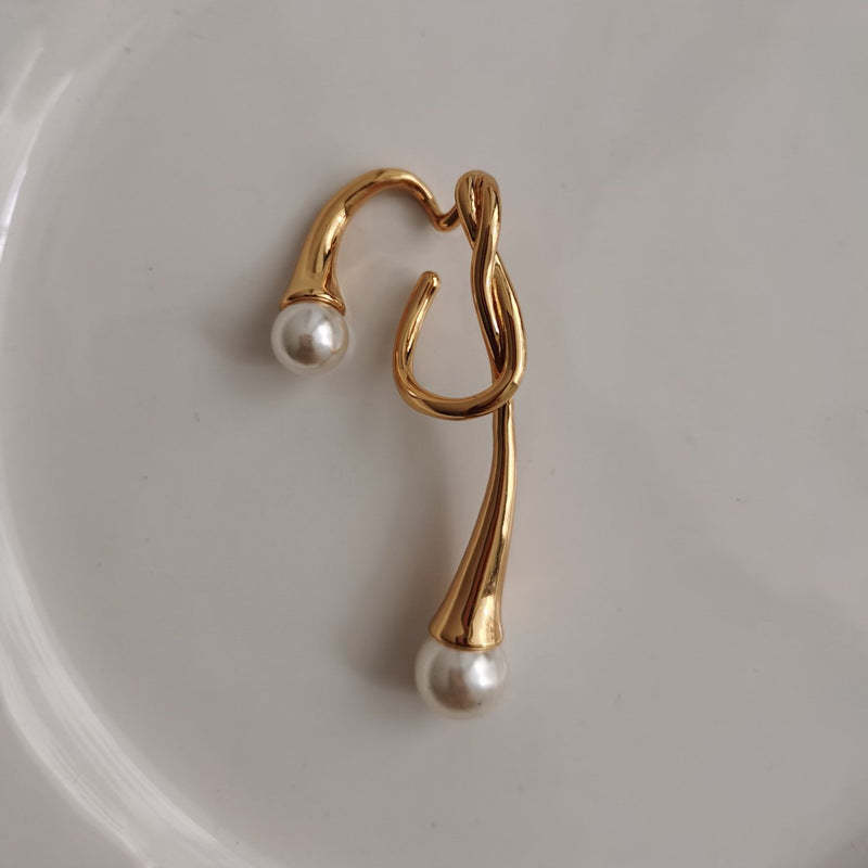 European and American pearl ear clips for women irregular ear hooks cold style no pierced earrings temperament ear buckles earrings ins same style-Mix MIx Style