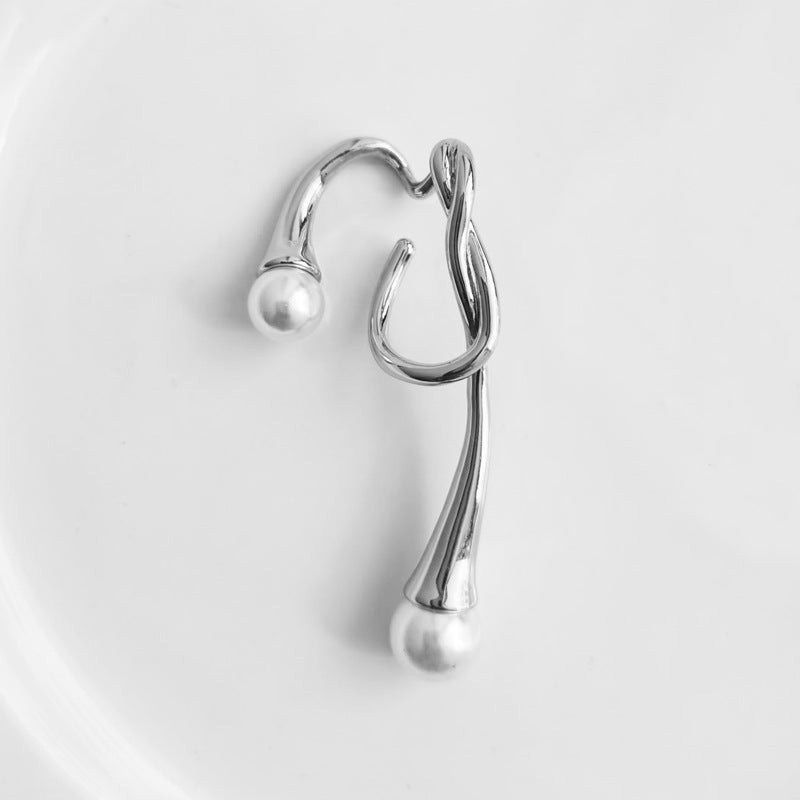 European and American pearl ear clips for women irregular ear hooks cold style no pierced earrings temperament ear buckles earrings ins same style-Mix MIx Style