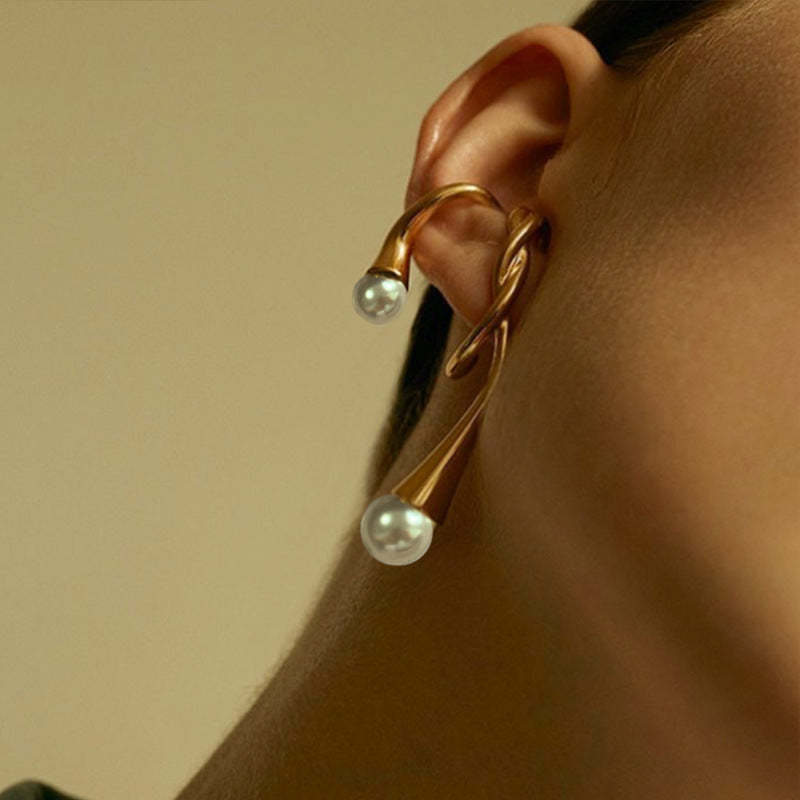 European and American pearl ear clips for women irregular ear hooks cold style no pierced earrings temperament ear buckles earrings ins same style-Mix MIx Style
