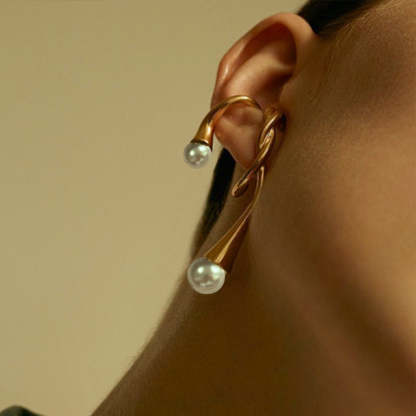 European and American pearl ear clips for women irregular ear hooks cold style no pierced earrings temperament ear buckles earrings ins same style-Mix MIx Style
