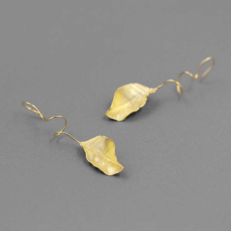 Design autumn leaves S925 sterling silver French style romantic elegant temperament high-end leaf earrings-Mix MIx Style