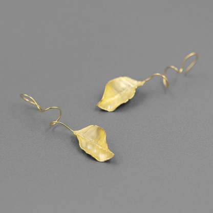 Design autumn leaves S925 sterling silver French style romantic elegant temperament high-end leaf earrings-Mix MIx Style
