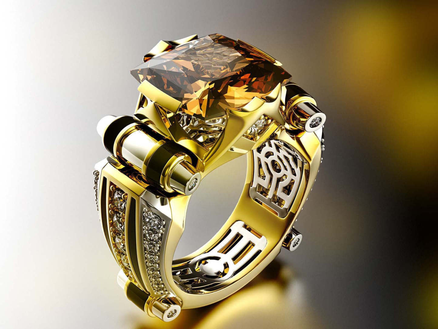 Geometric Timeless Princess Cut Moissanite Diamond 18k Vermeil Gold Pl