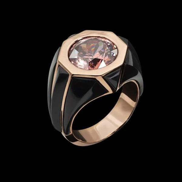Geometrical Pink Classic Round Cut Moissanite Diamond 18k Vermeil Gold