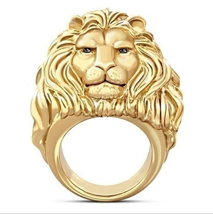 Creative 3D Lion Retro 18k Vermeil Gold Plated Chunky Personality Ring