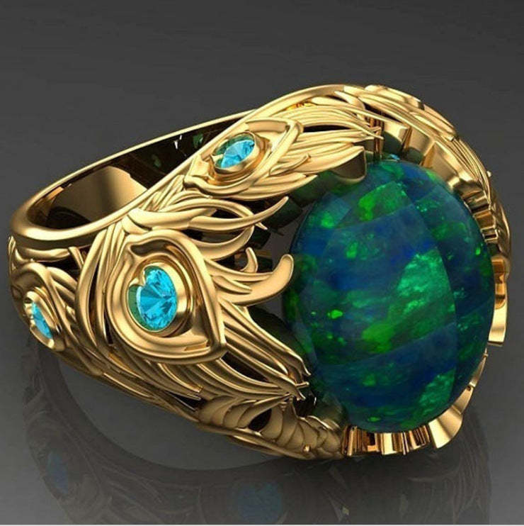 Green & Blue Vintage Round Shaped Gemstone 18k Vermeil Gold Plated Lux