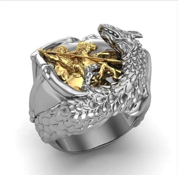 Dragon Two-color Trendy 18k White Gold Plated Personality Ring | Mix M