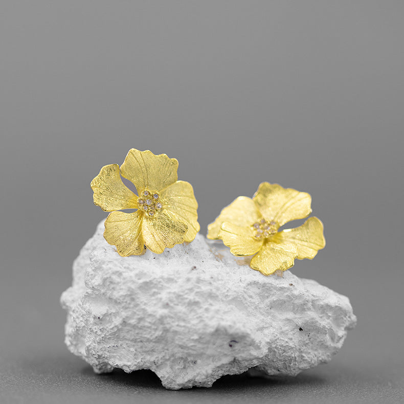 Looking for the original Midsummer Night's Dream sterling silver French new Chinese style high-end peony flower earrings-Mix MIx Style