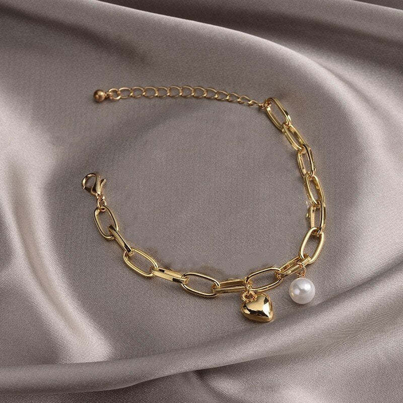 Chain 18k Gold Plated whit Pendant Akoyaa Pearl Bracelet | Mix Mix Style [Hot Seller]-Mix MIx Style