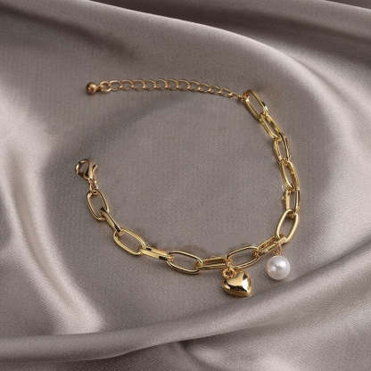 Chain 18k Gold Plated whit Pendant Akoyaa Pearl Bracelet | Mix Mix Style [Hot Seller]-Mix MIx Style