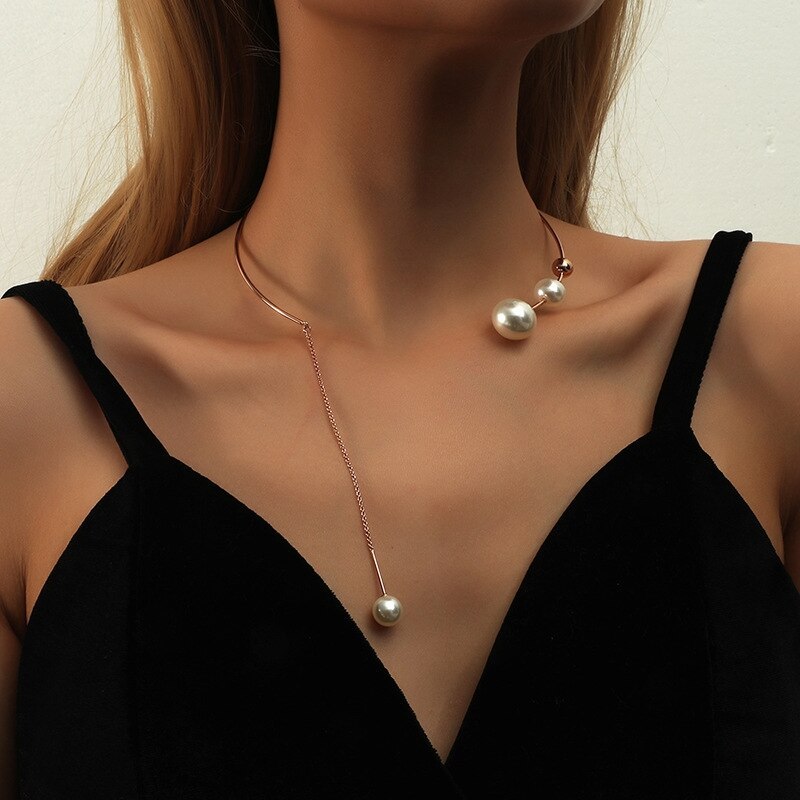 Simple and Elegant Akoya Pearls 18k Gold Plated Collar Necklace | Mix Mix Style [Hot Seller]-Mix MIx Style