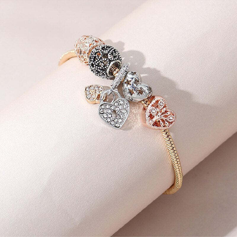 Heart Shaped Tree Of Life Bracelet 18k Gold Plated | Mix Mix Style [Hot Seller]-Mix MIx Style