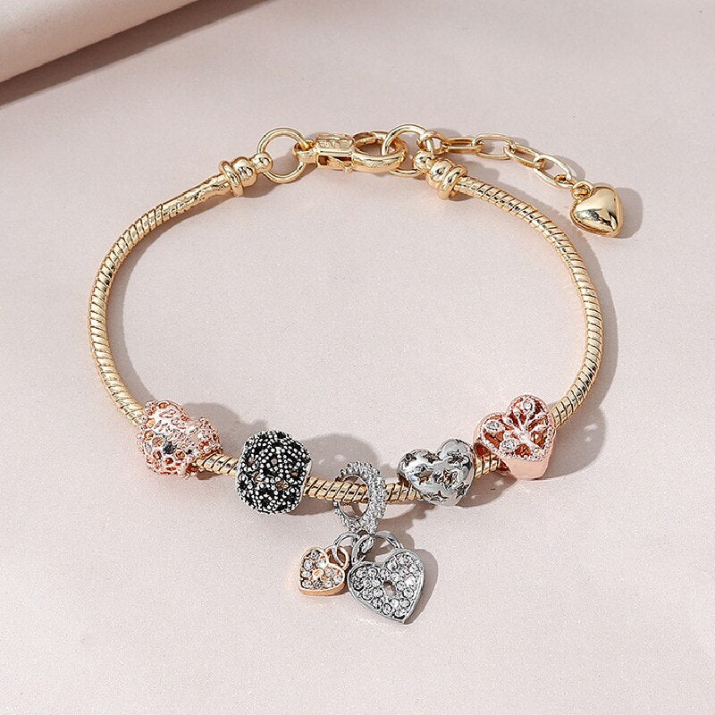 Heart Shaped Tree Of Life Bracelet 18k Gold Plated | Mix Mix Style [Hot Seller]-Mix MIx Style