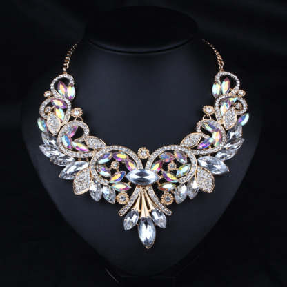 Elegant White Classic Pendant White Marquise Diamond Luxurious 18k White Gold Plated Necklace Earrings Jewelry Set | Mix Mix Style-Mix MIx Style