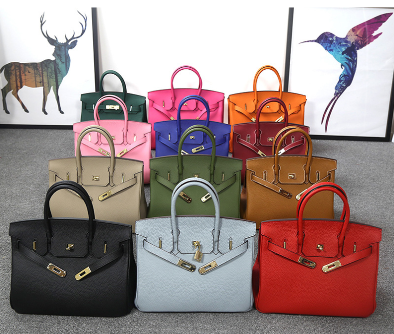 Fashion bag women's new lychee grain first layer cowhide platinum bag leather women's bag one-shoulder women's hand-held diagonal bag-Mix MIx Style