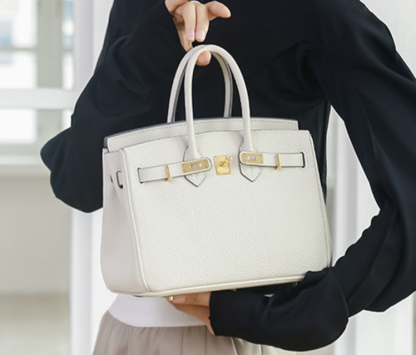 Fashion bag women's new lychee grain first layer cowhide platinum bag leather women's bag one-shoulder women's hand-held diagonal bag-Mix MIx Style