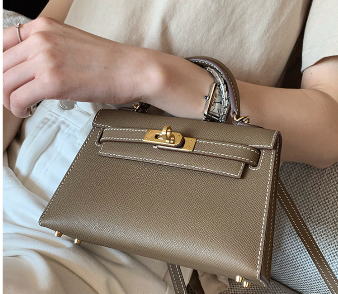 new trendy mini women's bag leather bag  Kelly bag shoulder messenger small bag | Mix Mix Style [Hot Seller]-Mix MIx Style