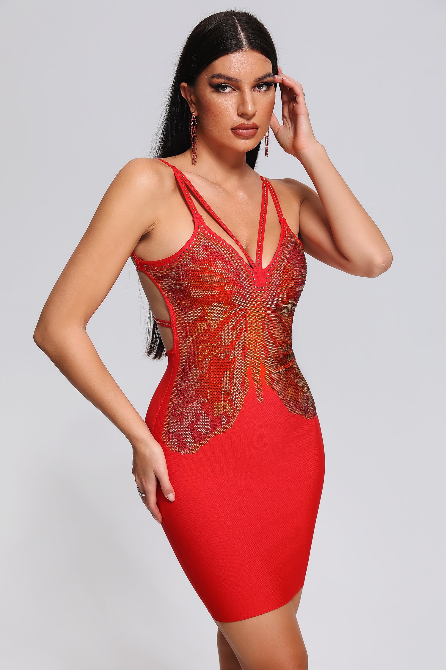 Red Butterfly Mini Bandage Dress | Mix Mix Style-Mix MIx Style