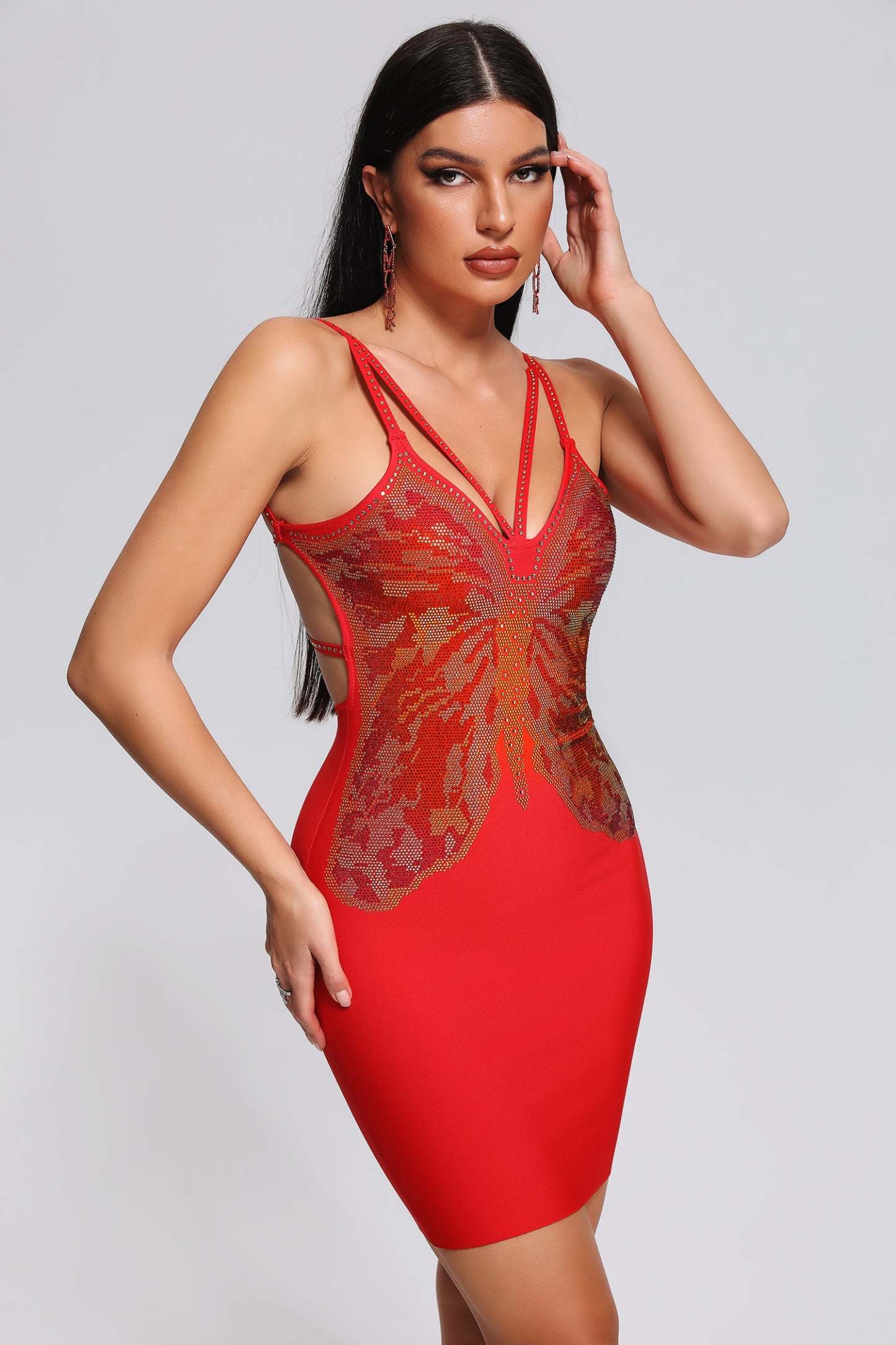 Red Butterfly Mini Bandage Dress | Mix Mix Style-Mix MIx Style