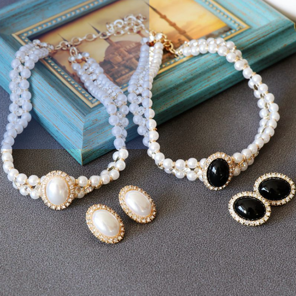 Mabe Pearl Necklace Earrings Studs Ear Clip Set  | Mix Mix Style [Hot Seller]-Mix MIx Style