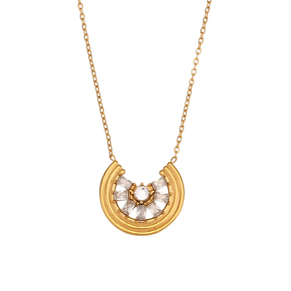Green Moissanite Lemon Shape Pendant Necklace and Stud Earrings 18k Gold Plated Set | Mix Mix Style [Hot Seller]-Mix MIx Style