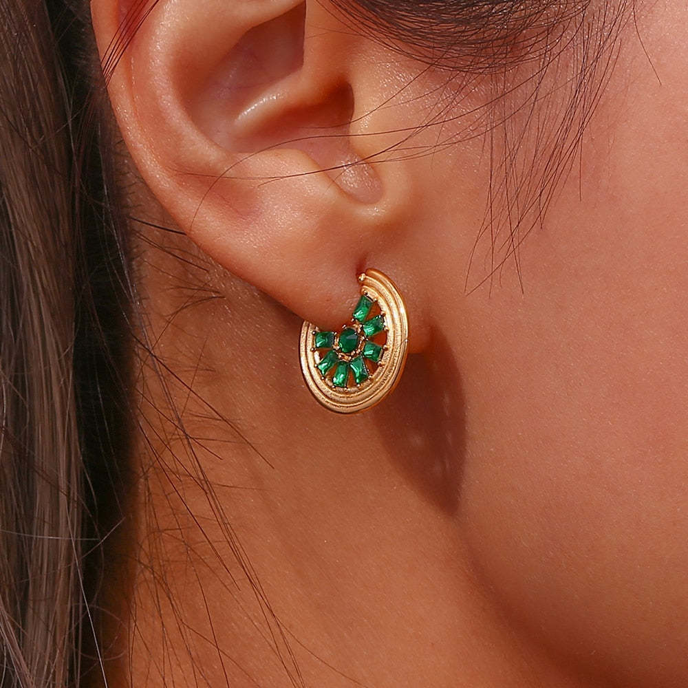 Green Moissanite Lemon Shape Pendant Necklace and Stud Earrings 18k Gold Plated Set | Mix Mix Style [Hot Seller]-Mix MIx Style