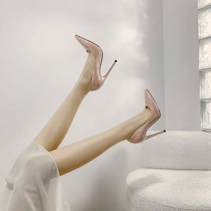 Women Shoes Luxury Brand Pumps Red Shiny Bottom Pointed Toe Black High Heels Thin Heel 12cm Sexy Wedding Party Ladies Shoe-Mix MIx Style