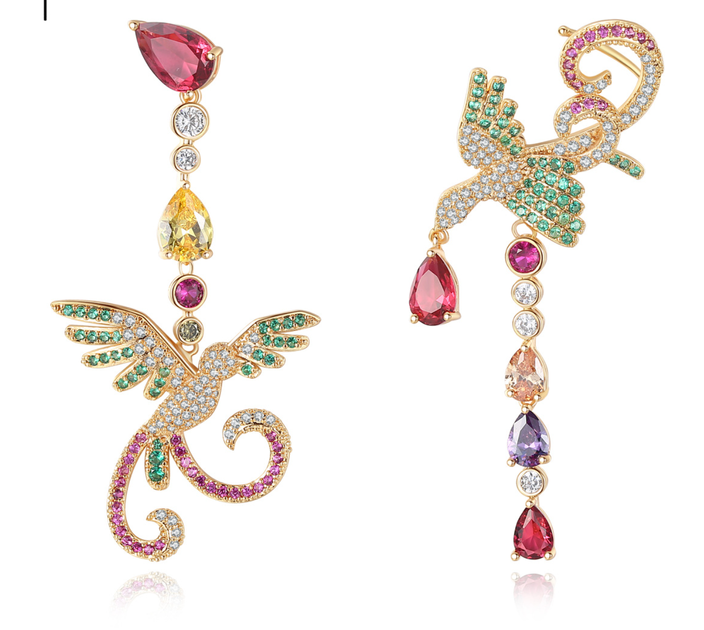 Lab grown diamond  earrings Asymmetric creative phoenix earrings-Mix MIx Style