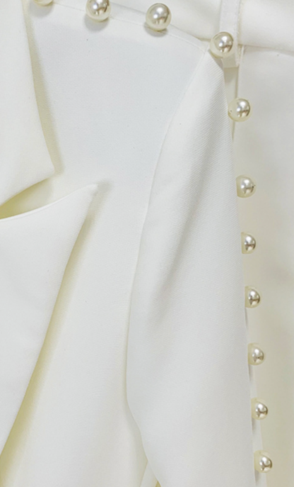 Pearl Beaded One-Button Suit & Bell-Bottom Pants Suit Clothing Set | Mix Mix Style [Hot Seller]