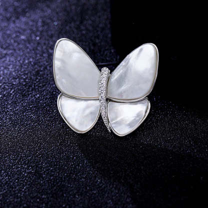 Breaking out of cocoon and becoming a butterfly, natural shell, zircon, light luxury clothing, corsage for women, elegant anti-exposure pin, mother-of-pearl butterfly brooch-Mix MIx Style