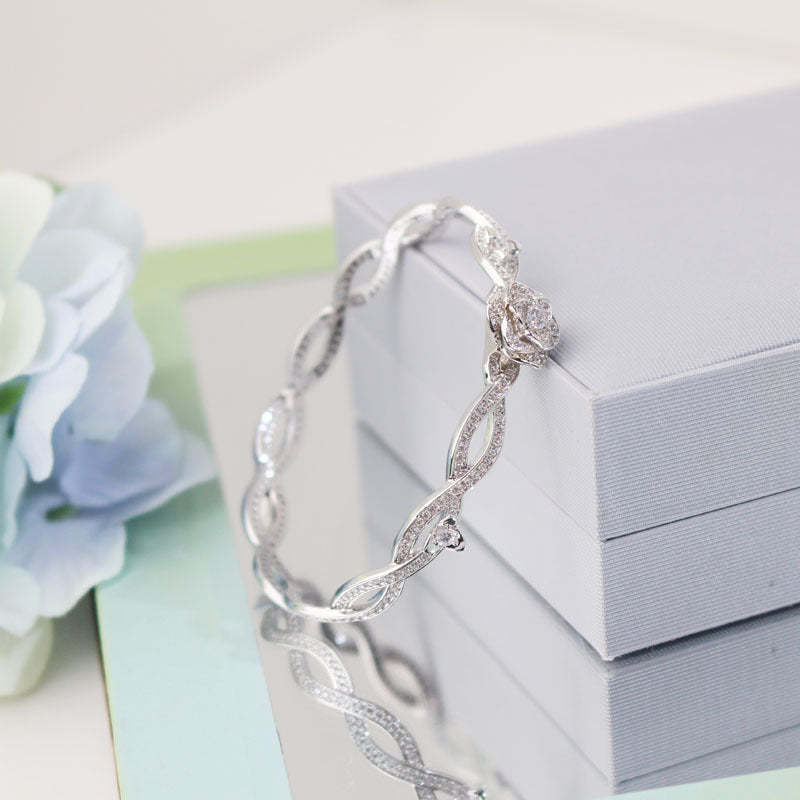 European and American Wish cross-border jewelry flower vine bracelet micro-inlaid zircon platinum-plated fashion retro ladies rose bracelet-Mix MIx Style