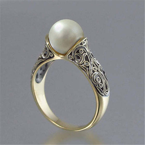 Classic Solitarie Retro White Akoya Pearl 18k Vermeil Gold Plated Eleg