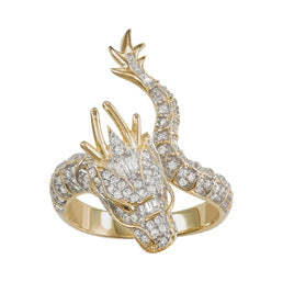 Dragon Shaped White Moissanite Diamond 18k Vermeil Gold Plated Persona