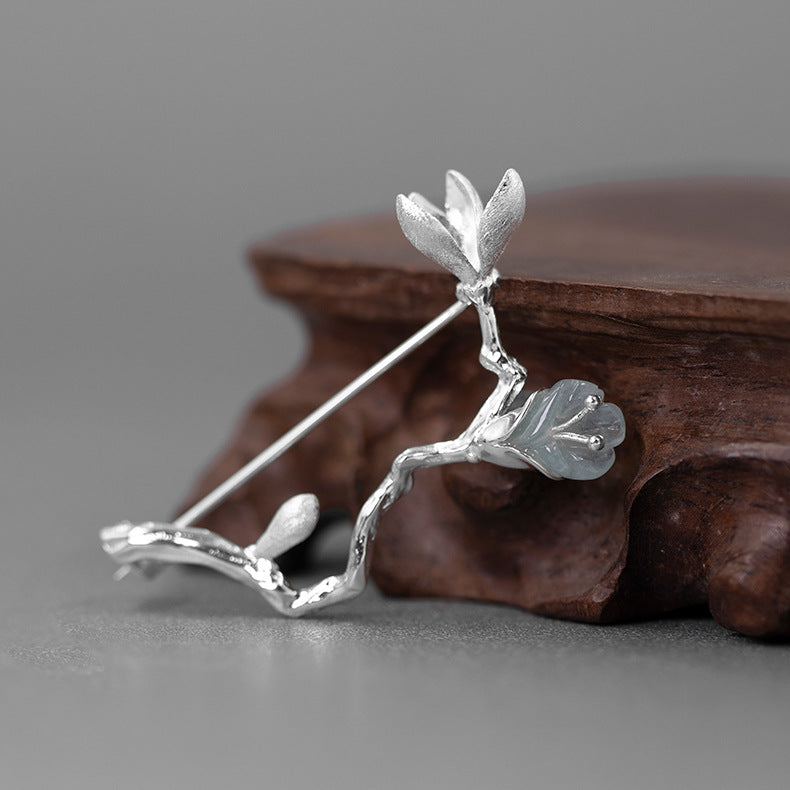 Looking for original Xinyi Xiangwan sterling silver inlaid with aquamarine baby stones new Chinese style magnolia brooch for women-Mix MIx Style