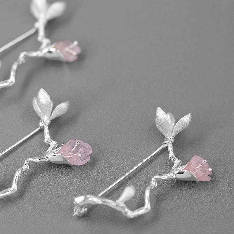 Looking for original Xinyi Xiangwan sterling silver inlaid with aquamarine baby stones new Chinese style magnolia brooch for women-Mix MIx Style