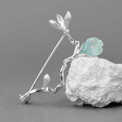 Looking for original Xinyi Xiangwan sterling silver inlaid with aquamarine baby stones new Chinese style magnolia brooch for women-Mix MIx Style