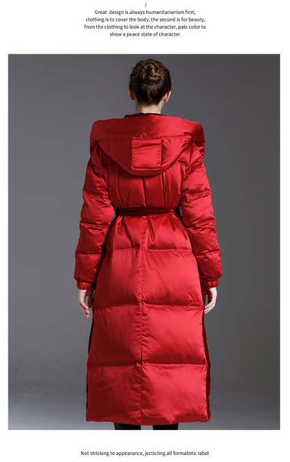 Down jacket women's new long hooded winter thick velvet white duck down jacket  | Mix Mix Style [Hot Seller]-Mix MIx Style