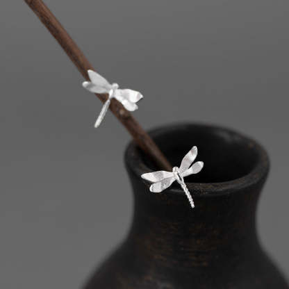 Butterfly Dragonfly Shaped Trendy Minimalist Elegant 18k White/Vermeil Gold Plated Stud Earrings | Mix Mix Style-Mix MIx Style