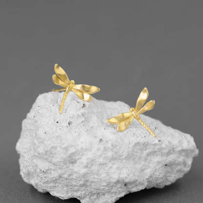 Butterfly Dragonfly Shaped Trendy Minimalist Elegant 18k White/Vermeil Gold Plated Stud Earrings | Mix Mix Style-Mix MIx Style