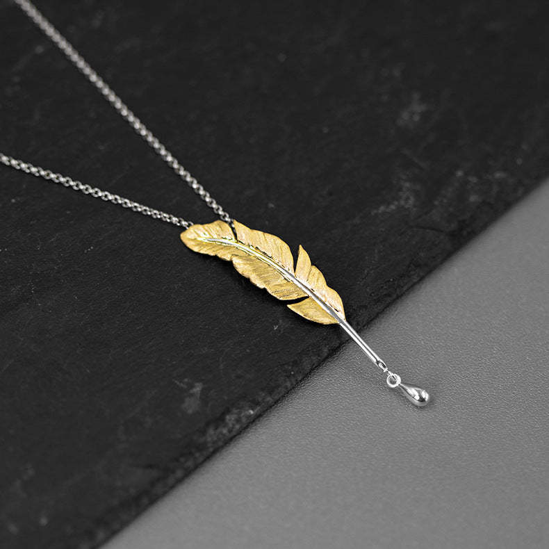 Golden Dainty Leaf Vintage Pendant Drop 18k Vermeil Gold Plated Necklace Jewelry | Mix Mix Style-Mix MIx Style