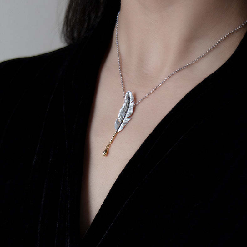 Golden Dainty Leaf Vintage Pendant Drop 18k Vermeil Gold Plated Necklace Jewelry | Mix Mix Style-Mix MIx Style