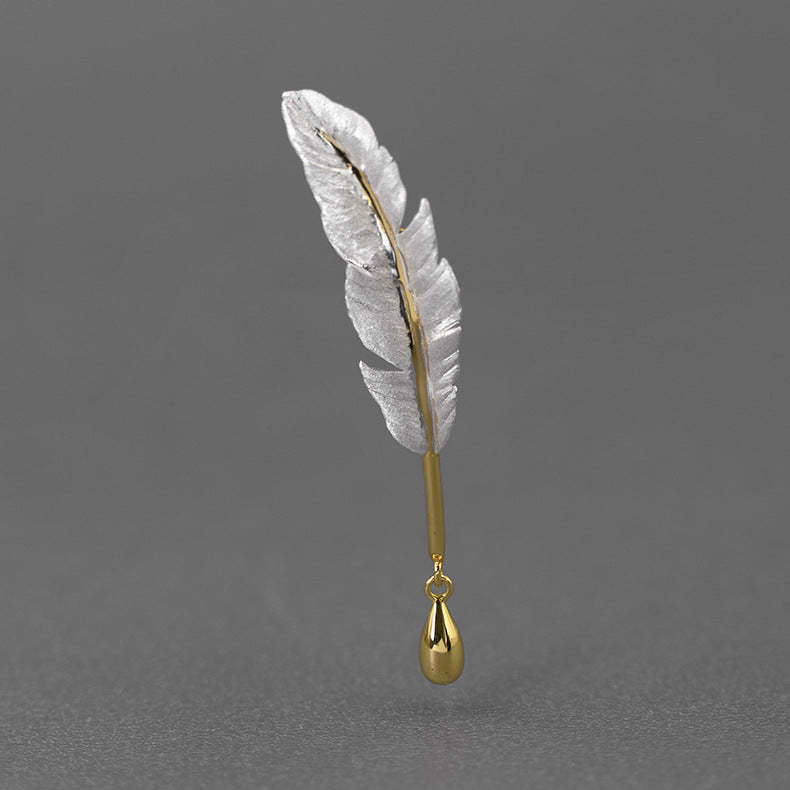 Looking for original love letter S925 sterling silver jewelry retro literary temperament feather quill pen brooch niche high-end-Mix MIx Style