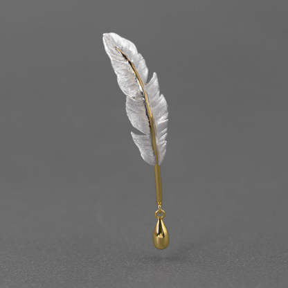 Looking for original love letter S925 sterling silver jewelry retro literary temperament feather quill pen brooch niche high-end-Mix MIx Style